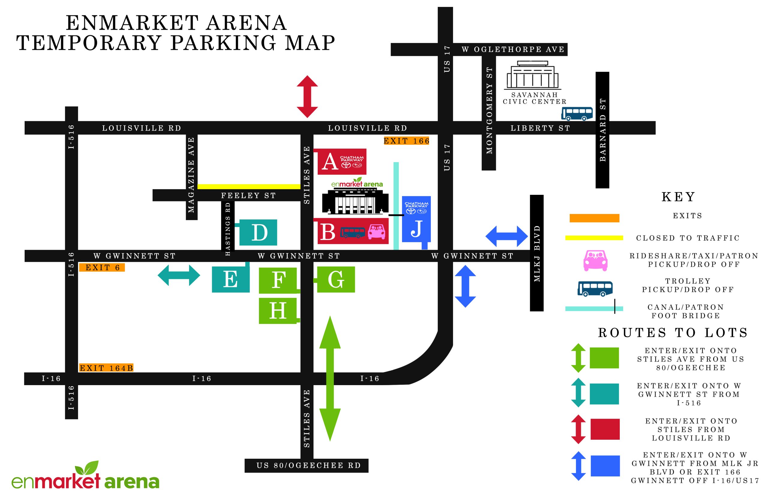 Enmarket Arena Parking Map